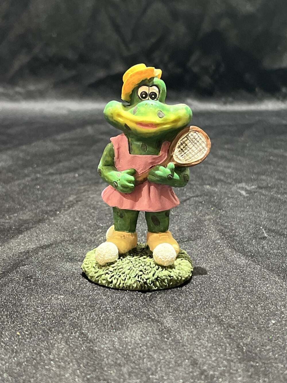 Vintage Norcrest Anthropomorphic Green Frog Figurine Tennis Player Japan -